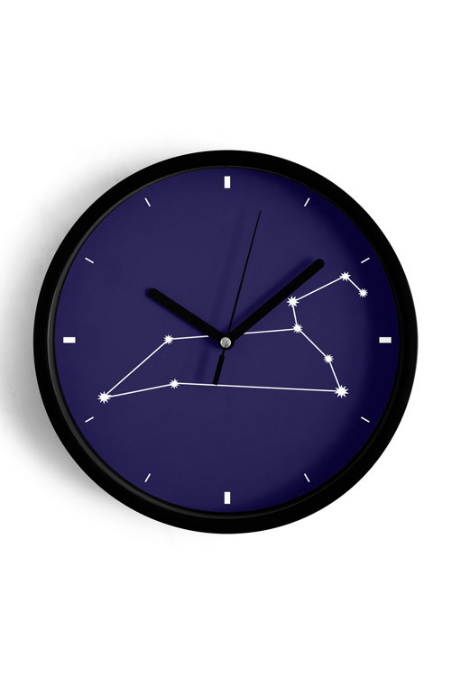 Yıldız Takımı Desenli Modern Duvar Saati - 25Cm - Önü Camlı Siyah Kasa - Sessiz Mekanizma