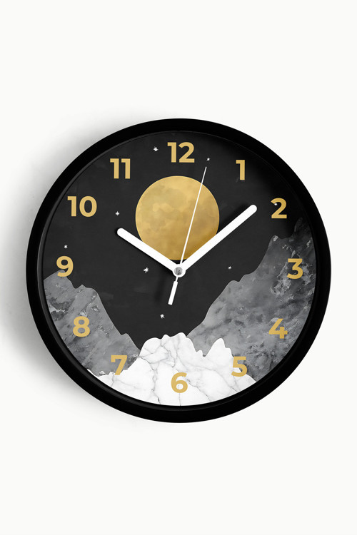 Soyut Gece Görüşü Modern Duvar Saati - 30Cm - Önü Camlı Siyah Kasa - Sessiz Mekanizma