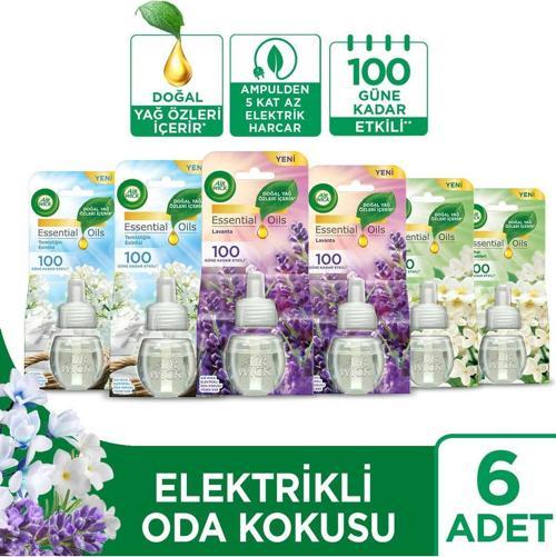 Elektrikli Oda Kokusu Yedek Şişe Set (Bahar Çiçekleri x2-Temizliğin Esintisi x2-Lavanta x2)