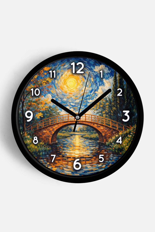 Yağlı Boya Tasarımlı Duvar Saati – Sanatsal, Soyut, Bohem Ve Manzara Temalı Modern Saat - 35Cm - Önü