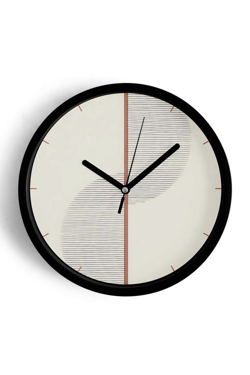 Soyut Modern Tasarım Duvar Saati - 35Cm - Önü Camlı Siyah Kasa - Sessiz Mekanizma