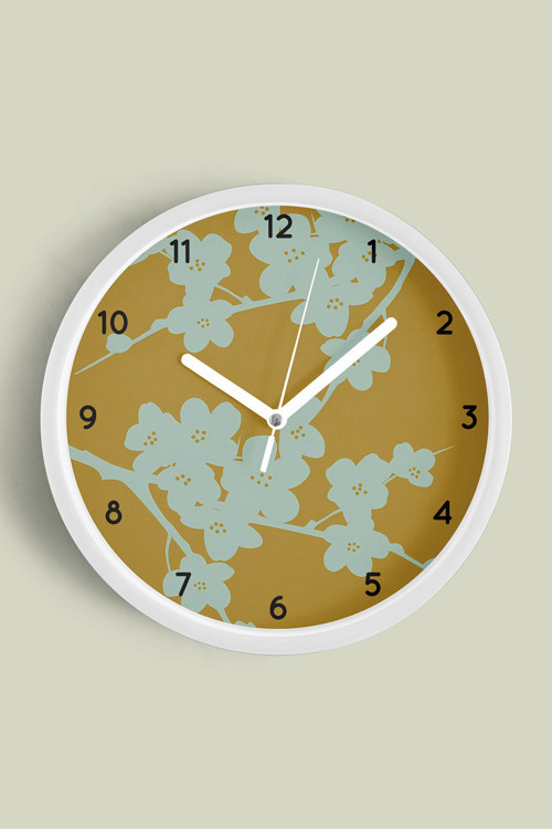 Soyut - Minimal - Vintage - Bohem - Renkli Çiçek Temalı Modern Duvar Saati - 35Cm - Önü Camlı Beyaz
