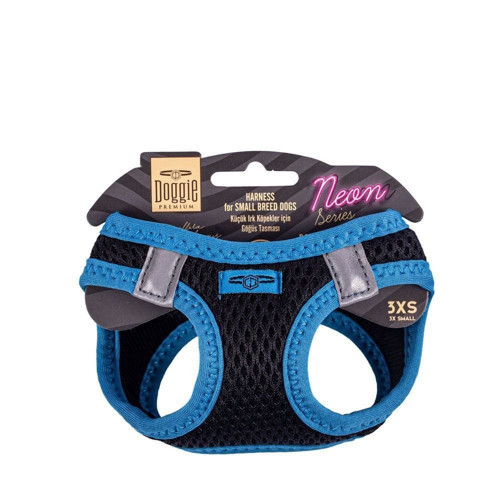 Havalı Dokuma Neon Küçük Irk Göğüs Tasması Mavi 22-26 cm (ANG-3XS)