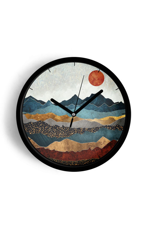 Soyut Tasarım Modern Duvar Saati - 35Cm - Önü Camlı Siyah Kasa - Sessiz Mekanizma
