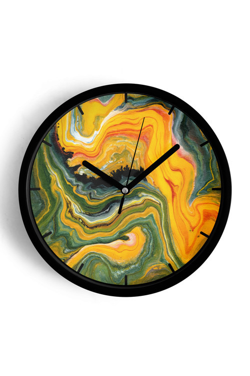 Sanatsal Renk Dalgaları Modern Duvar Saati - 25Cm - Önü Camlı Siyah Kasa - Sessiz Mekanizma