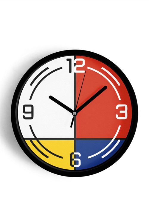 Soyut - Geometrik Temalı Modern Duvar Saati - 25Cm - Önü Camlı Siyah Kasa - Sessiz Mekanizma