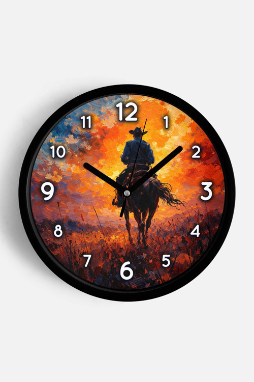 Yağlı Boya Tasarımlı Duvar Saati – Sanatsal, Soyut, Bohem Ve Manzara Temalı Modern Saat - 25Cm - Önü