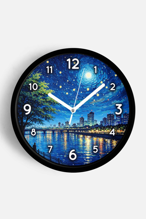 Yağlı Boya Tasarımlı Duvar Saati – Sanatsal, Soyut, Bohem Ve Manzara Temalı Modern Saat - 30Cm - Önü