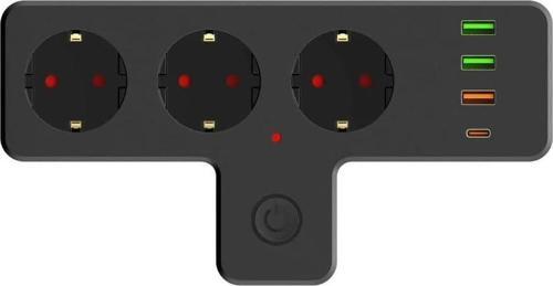 Termal Akım Korumalı 3 Lü Priz - Priz Type-C Priz Usb Priz Termal Akım Korumalı Priz