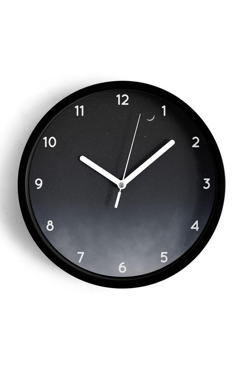 Gece Gökyüzü Temalı Modern Duvar Saati - 35Cm - Önü Camlı Siyah Kasa - Sessiz Mekanizma