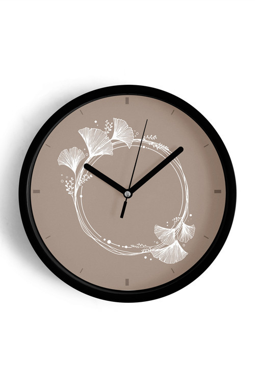 Minimal Çiçek Halkalı Modern Duvar Saati - 25Cm - Önü Camlı Siyah Kasa - Sessiz Mekanizma