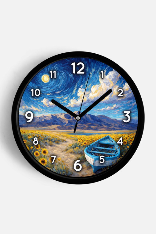 Yağlı Boya Tasarımlı Duvar Saati – Sanatsal, Soyut, Bohem Ve Manzara Temalı Modern Saat - 30Cm - Önü