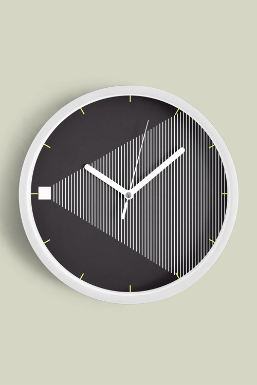 Siyah - Beyaz Optik İllüzyon Modern Tasarım Duvar Saati - 25Cm - Önü Camlı Beyaz Kasa