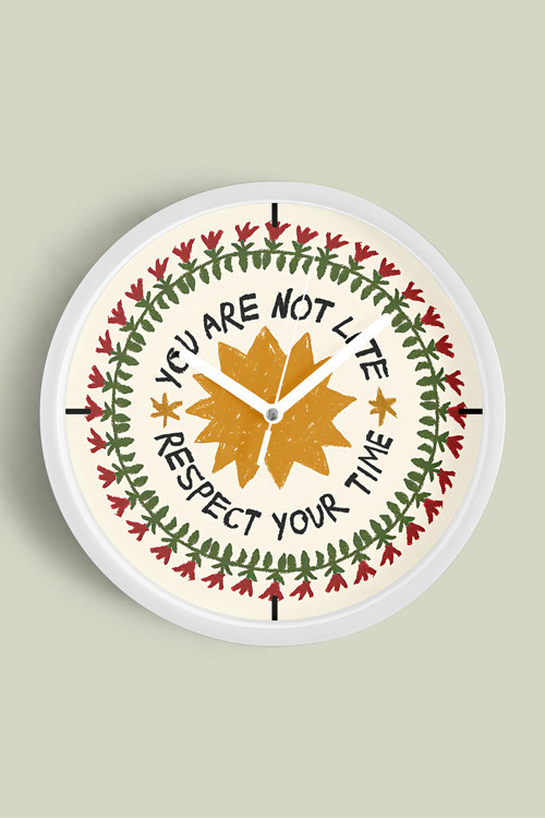 Modern Yazılı Tasarım - You Are Not Late Duvar Saati - 30Cm - Önü Camlı Beyaz Kasa