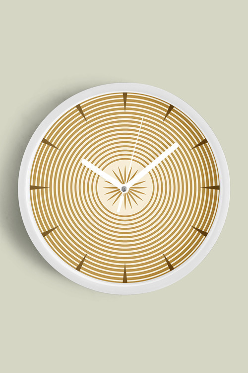 Soyut - Geometrik Temalı Modern Duvar Saati - 25Cm - Önü Camlı Beyaz Kasa - Sessiz Mekanizma