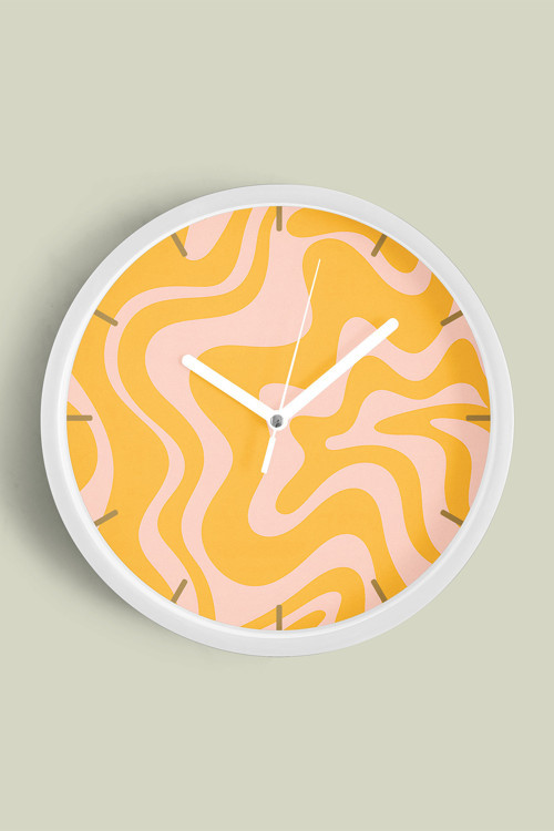 Soyut - Bohem - Geometrik Temalı Modern Duvar Saati - 35Cm - Önü Camlı Beyaz Kasa - Sessiz Mekanizma