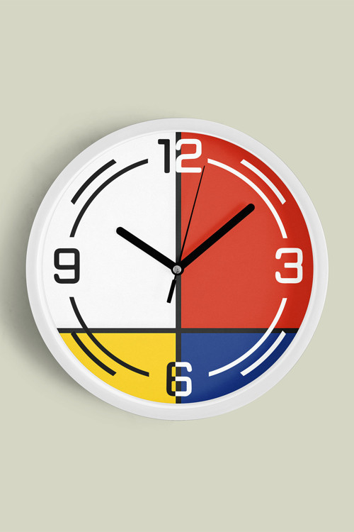Soyut - Geometrik Temalı Modern Duvar Saati - 25Cm - Önü Camlı Beyaz Kasa - Sessiz Mekanizma