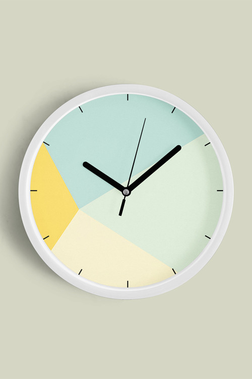 Soyut - Geometrik Temalı Modern Duvar Saati - 35Cm - Önü Camlı Beyaz Kasa - Sessiz Mekanizma