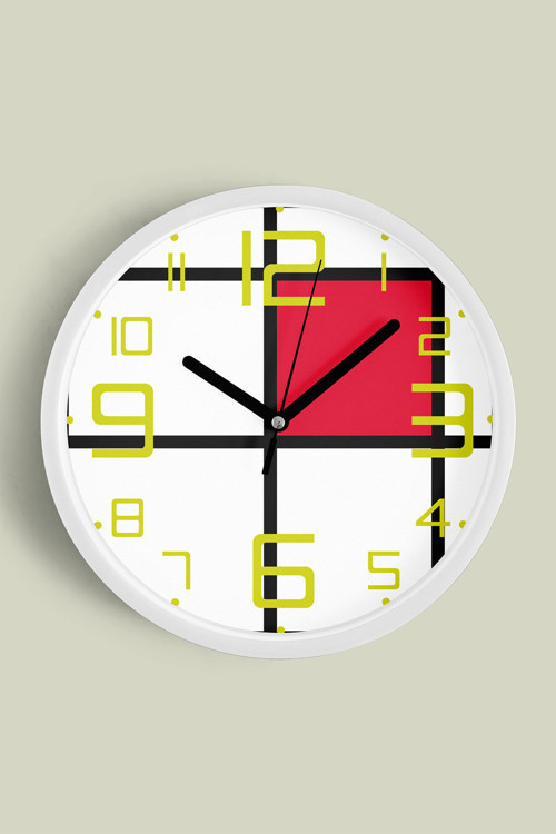 Soyut - Geometrik Temalı Modern Duvar Saati - 25Cm - Önü Camlı Beyaz Kasa - Sessiz Mekanizma
