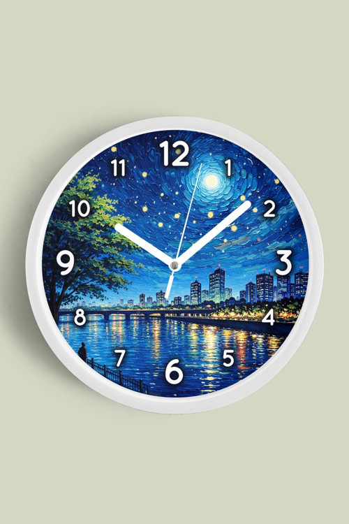 Yağlı Boya Tasarımlı Duvar Saati – Sanatsal, Soyut, Bohem Ve Manzara Temalı Modern Saat - 30Cm - Önü