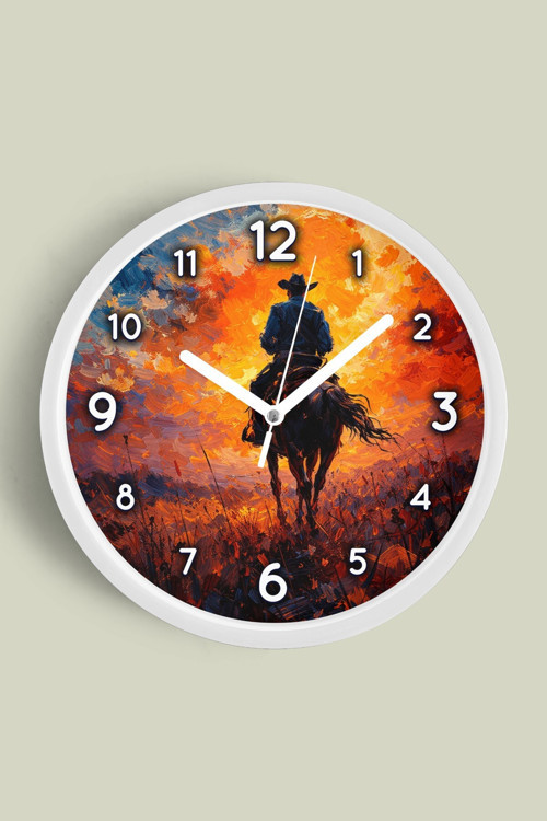 Yağlı Boya Tasarımlı Duvar Saati – Sanatsal, Soyut, Bohem Ve Manzara Temalı Modern Saat - 25Cm - Önü