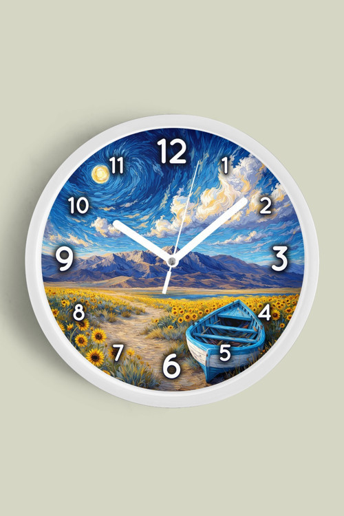 Yağlı Boya Tasarımlı Duvar Saati – Sanatsal, Soyut, Bohem Ve Manzara Temalı Modern Saat - 30Cm - Önü