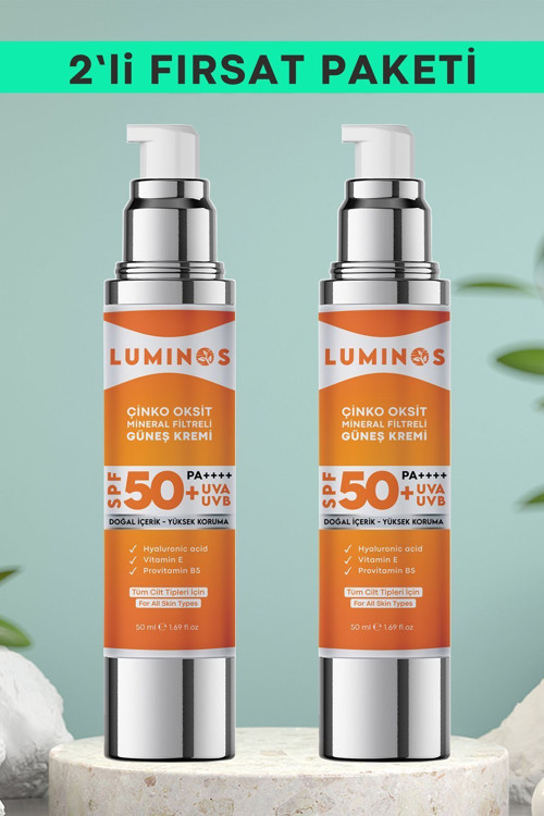 Luminos Spf 50 Doğal Güneş Kremi 2`li Fırsat Paketi