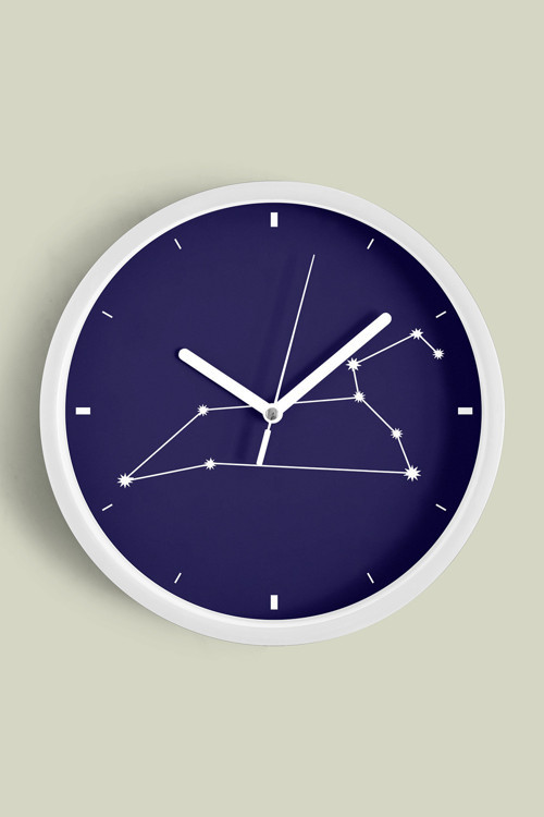 Yıldız Takımı Desenli Modern Duvar Saati - 25Cm - Önü Camlı Beyaz Kasa - Sessiz Mekanizma