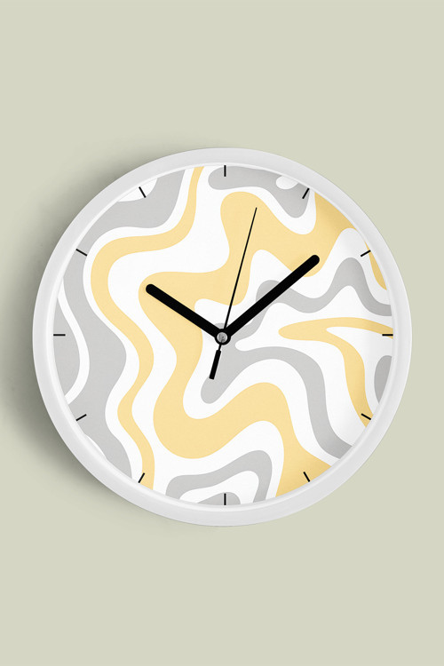 Soyut - Bohem - Geometrik Temalı Modern Duvar Saati - 30Cm - Önü Camlı Beyaz Kasa - Sessiz Mekanizma