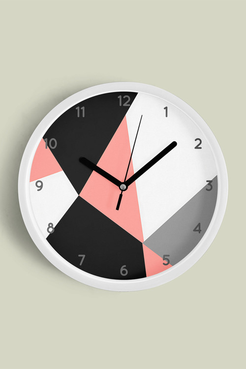 Soyut - Geometrik Temalı Modern Duvar Saati - 25Cm - Önü Camlı Beyaz Kasa - Sessiz Mekanizma