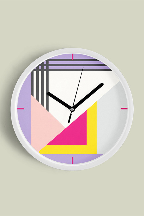 Soyut - Geometrik Temalı Modern Duvar Saati - 25Cm - Önü Camlı Beyaz Kasa - Sessiz Mekanizma