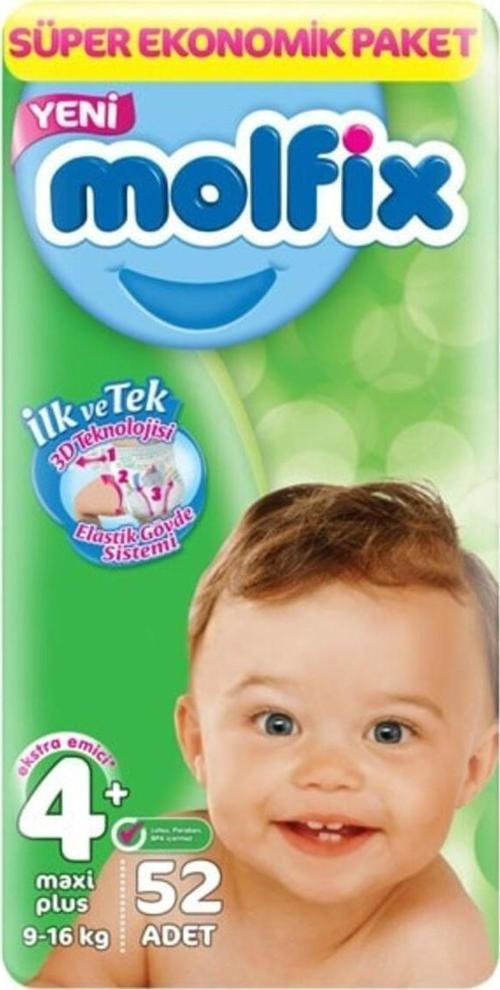 Molfi x Bebek Bezi 4+ Beden Maxi Plus Dev Ekonomik Paket 52 Adet
