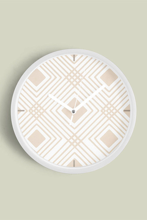 Soyut - Bohem - Geometrik Temalı Modern Duvar Saati - 30Cm - Önü Camlı Beyaz Kasa - Sessiz Mekanizma
