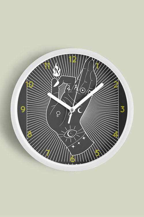 Tarot Destanı - Sihirbaz Modern Duvar Saati - 30Cm - Önü Camlı Beyaz Kasa - Sessiz Mekanizma