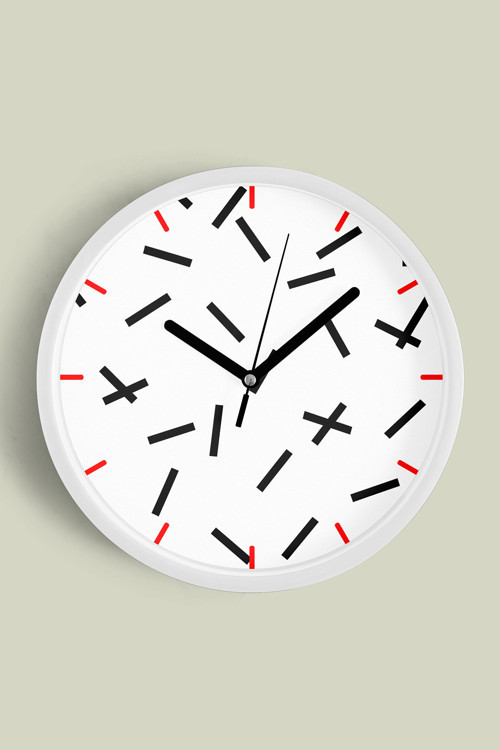 Soyut Geometrik Temalı Modern Duvar Saati - 25Cm - Önü Camlı Beyaz Kasa - Sessiz Mekanizma