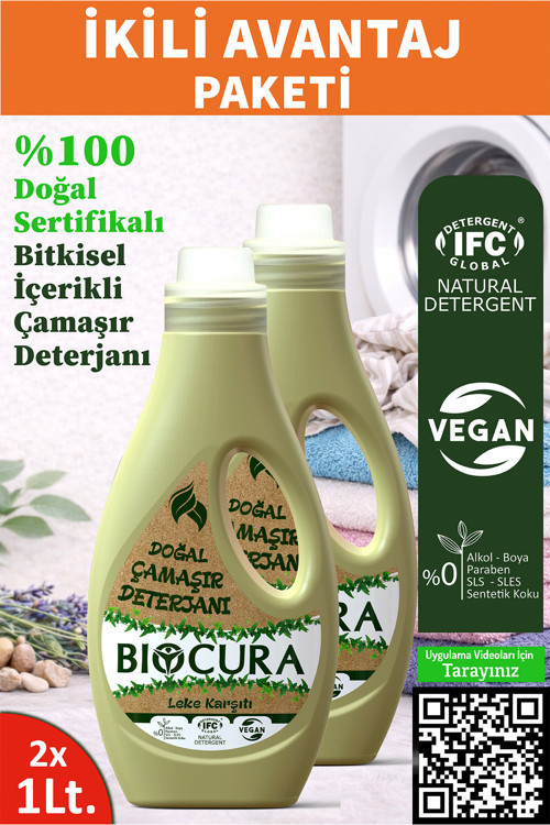 %100 Doğal Sertifikalı Bitkisel İçerikli Leke Çıkarıcı Çamaşır Deterjanı 1000ml x 2 Adet