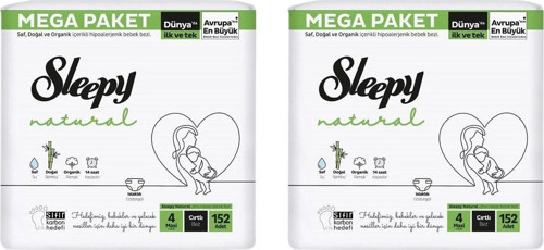 Natural Mega Paket Bebek Bezi 4 Maxi 152'li 2 Paket