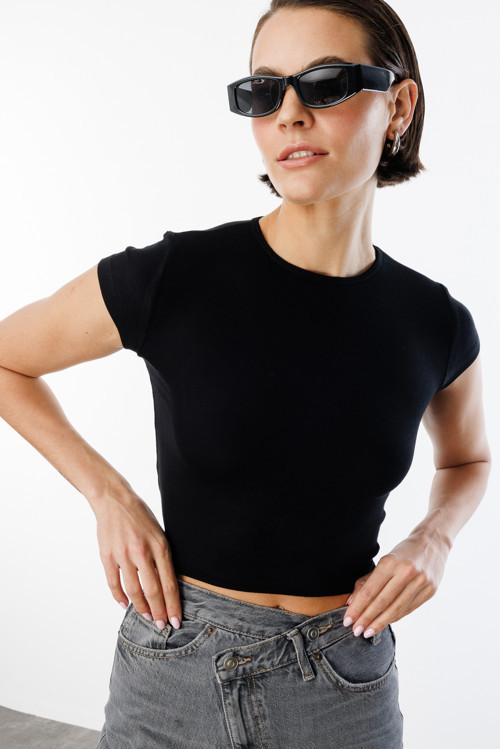 Kısa Kollu Kadın Crop T-shirt CROP-T-SHIRT