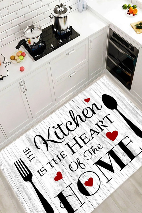 Kitchen Yazılı Baskılı Yıkanabilir Kaymaz Taban Mutfak Halısı