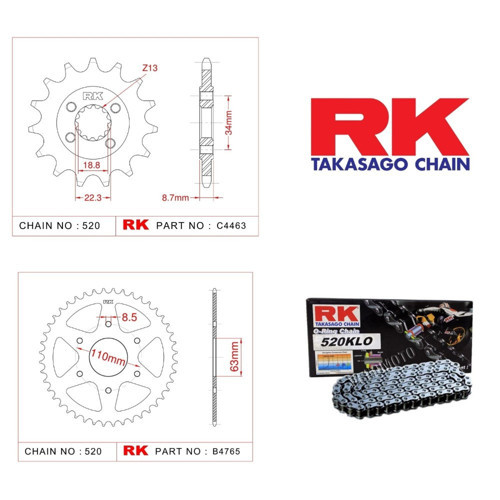 486-345-KLO KTM DUKE 390 RK ZİNCİR DİŞLİ ORİNGLİ SET