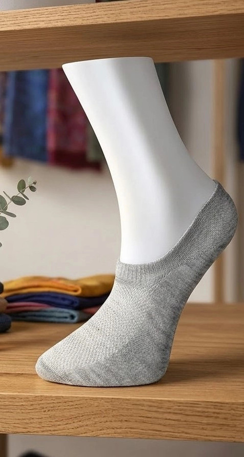 Bicomi 15’li Paket Kaymaz Topuklu Pamuklu Gri Kadın Görünmez (Babet) Çorap Seti