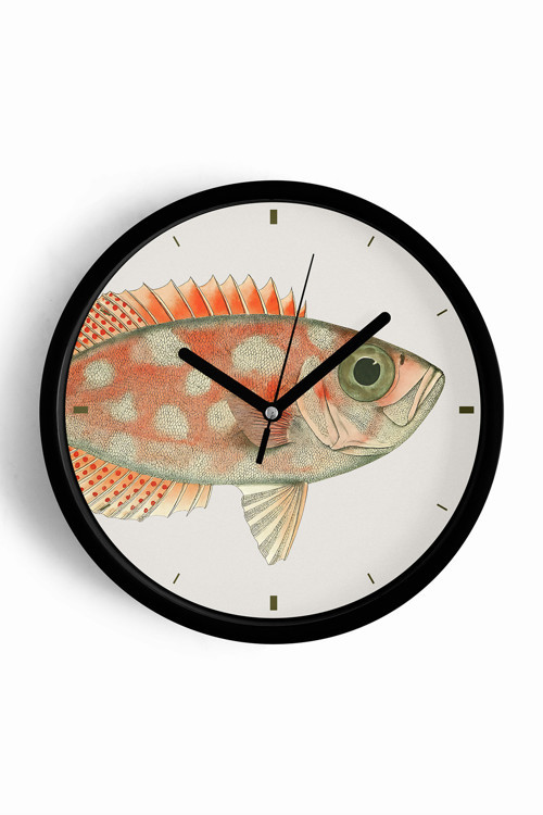 Balık Tasarım Modern Duvar Saati - 35Cm - Önü Camlı Siyah Kasa - Sessiz Mekanizma