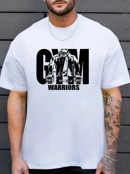 YAKE STORE Erkek Baskılı Bisiklet Yaka Erkek T-shirt - Beyaz - Beyaz
