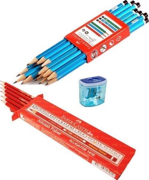 Faber-Castell Mercanlı Kurşun Kalem 12'li Kırmızı Kopya Kalemi 12'li Adel 685 Kalemtıraş B.s