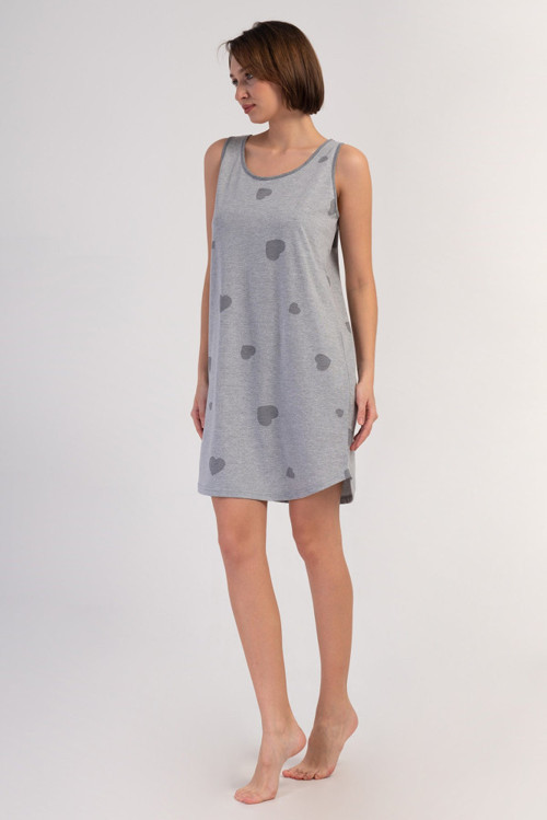 YAKE STORE KADIN P.SUPREM O YAKA GENIS ASKILI ETEGI OVAL TUNIK - GRAY MELANGE