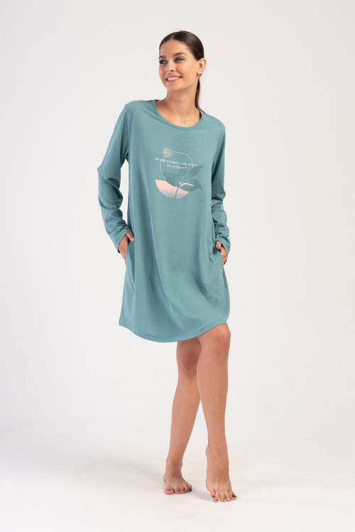 YAKE STORE KADIN P.SUPREM BATTAL XXL O YAKA UZUN KOL ETEGI OVAL CEPLI TUNIK - SILVER PINE