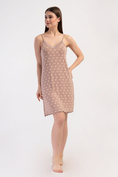 YAKE STORE KADIN LYC VISCON V YAKA DANTELLI IP ASKILI BIBILALI TUNIK - IMPATIENS PINK