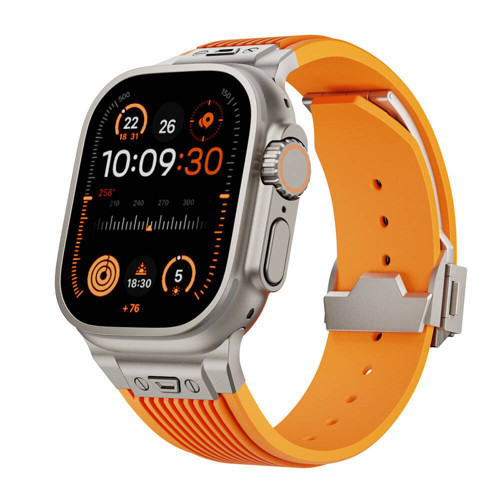 Apple Watch 45mm Endurance Pro 316L Çelik Bağlantı Parçalı Silikon Kordon Kayış