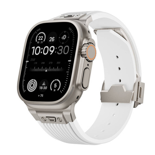 Apple Watch 45mm Endurance Pro 316L Çelik Bağlantı Parçalı Silikon Kordon Kayış