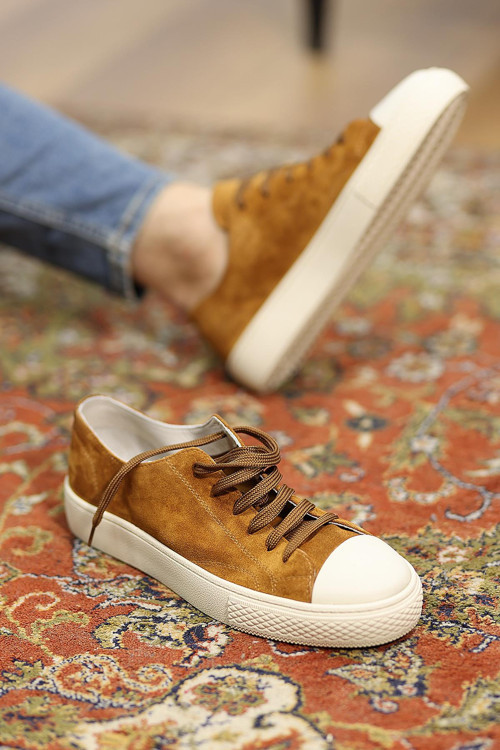 - Taba Hakiki Süet Bağcıklı Erkek Sneaker 666-25